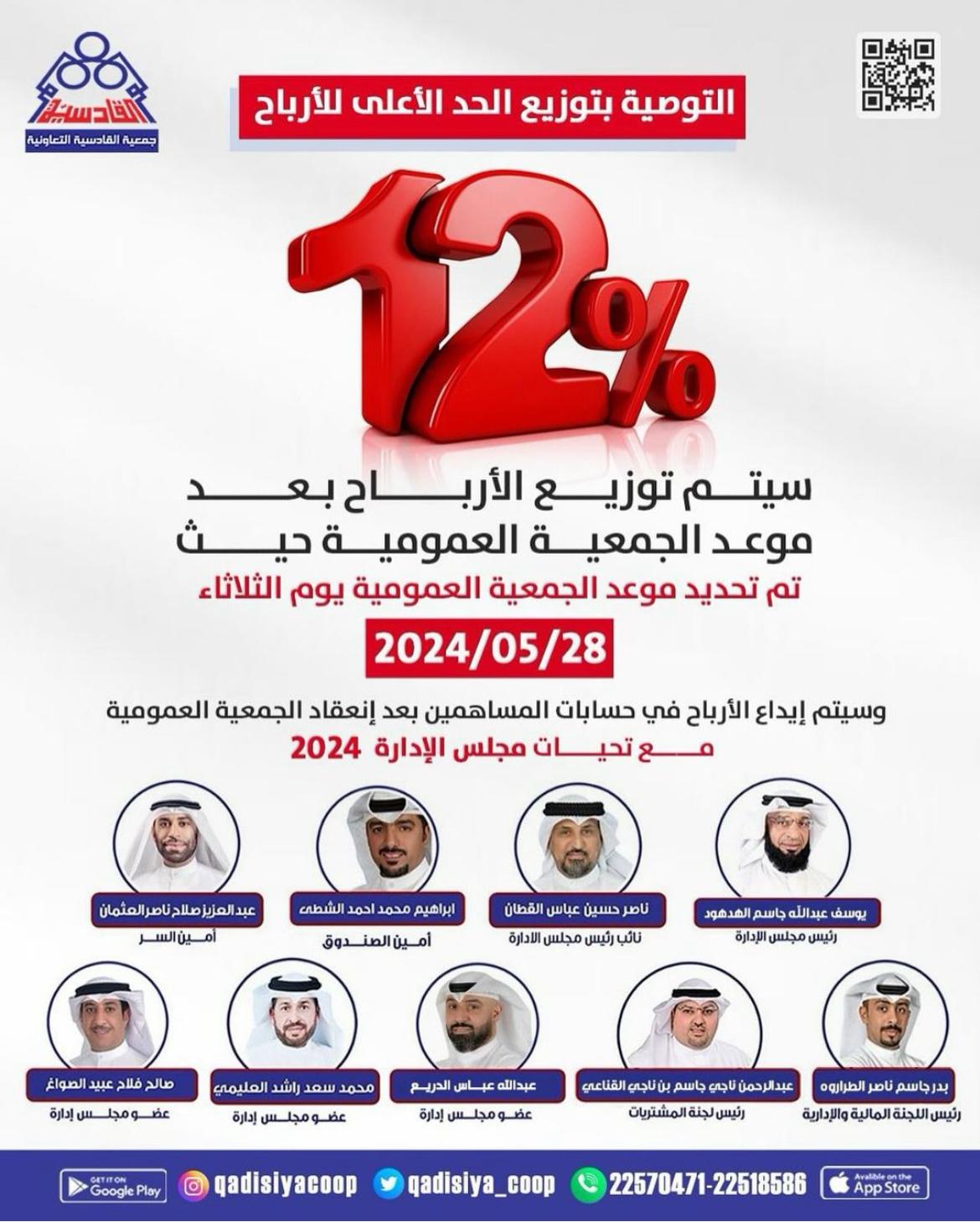 توزيع الأرباح بعائد 12 %
